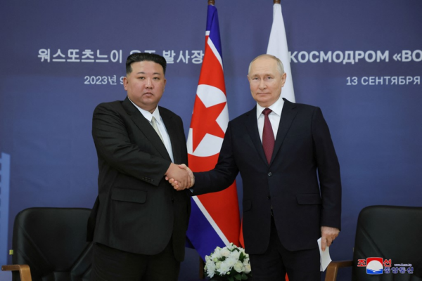 Russlands Präsident Wladimir Putin und Nordkoreas Machthaber Kim Jong Un Ende letzten JahresBilder: KCNA über Reuters