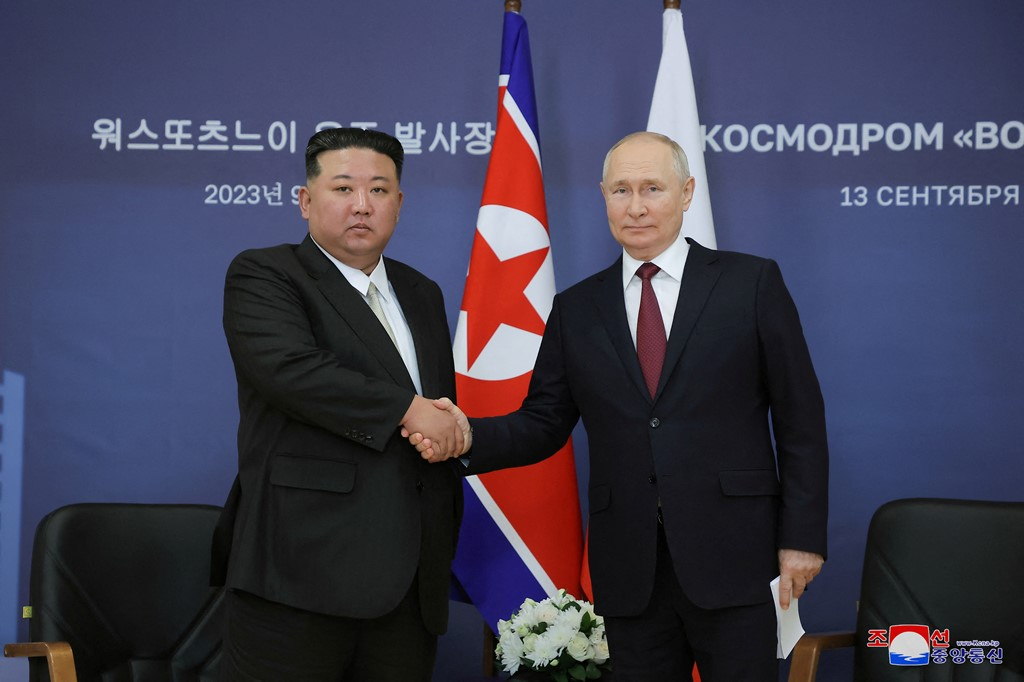 Russlands Präsident Wladimir Putin und Nordkoreas Machthaber Kim Jong Un Ende letzten Jahres Bilder: KCNA über Reuters